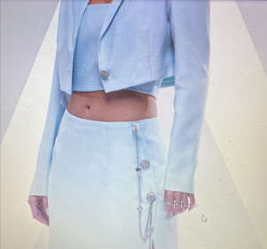 Crop Top Blazer and Skirt Set - Serene Blue