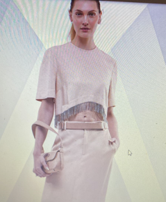 Blouse set with Skirt and Fringe - Beige