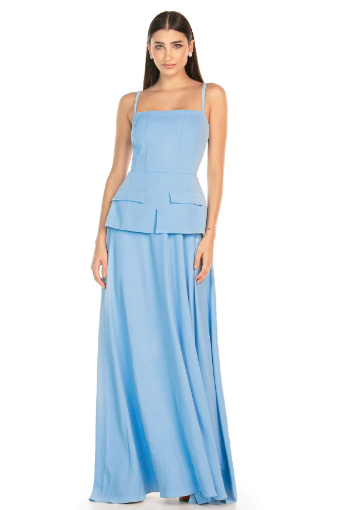 Long Dress - Light Blue - Pockets - Thin Strap Dress