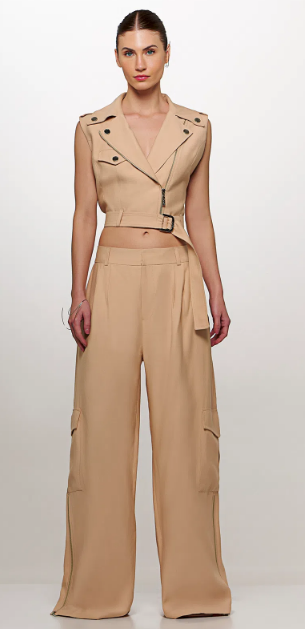 Perfect Vest and Pant Set - Dune and Off-White Color