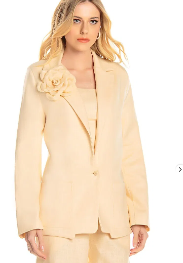 Linen Fabric Blazer - Beige