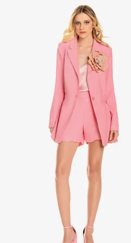 Blazer and Shorts Set - Pink - Two Pieces