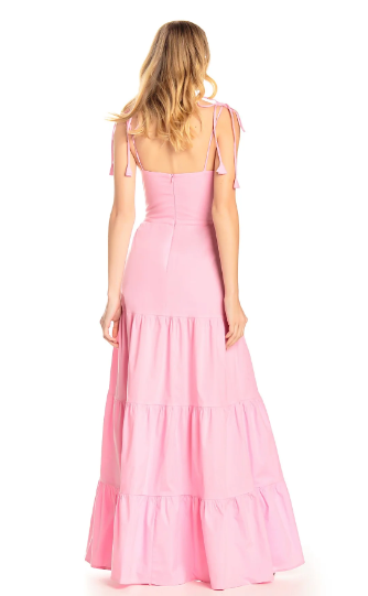 Long Dress - Pink - Cutout Bust with Flower